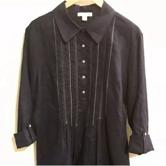 Coldwater Creek womens button 3/4 linen tunic - Picture 2 of 6